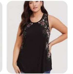 Torrid Black Floral Tank Top